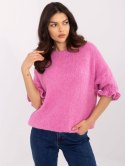 Sweter oversize z dodatkiem wełny z falbanką na rękawie