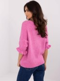 Sweter oversize z dodatkiem wełny z falbanką na rękawie
