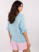Sweter oversize z dodatkiem wełny z falbanką na rękawie