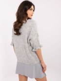 Sweter oversize z dodatkiem wełny z falbanką na rękawie