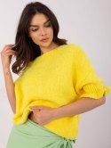 Sweter oversize z dodatkiem wełny z falbanką na rękawie