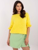 Sweter oversize z dodatkiem wełny z falbanką na rękawie