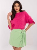 Sweter oversize z dodatkiem wełny z falbanką na rękawie
