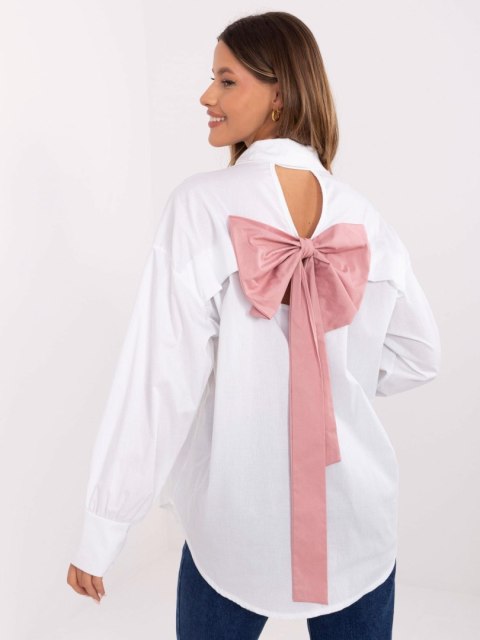 Rozpinana koszula oversize z kokardą Rozpinana koszula oversize z kokardą