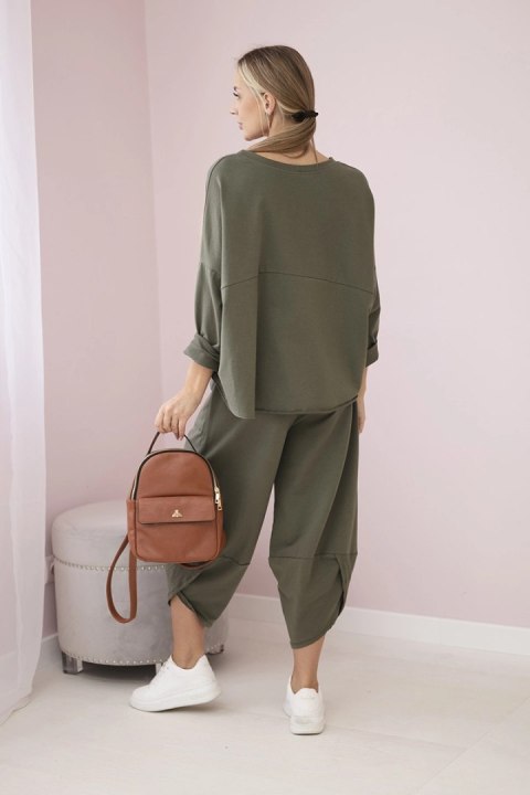Komplet bawełniany bluza + spodnie jasny khaki Komplet bawełniany bluza + spodnie jasny khaki