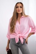 Koszula bawełniana muślinowa Plus Size jasno różowa