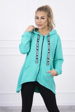 Bluza z dłuższym tyłem i kapturem jasno zielona