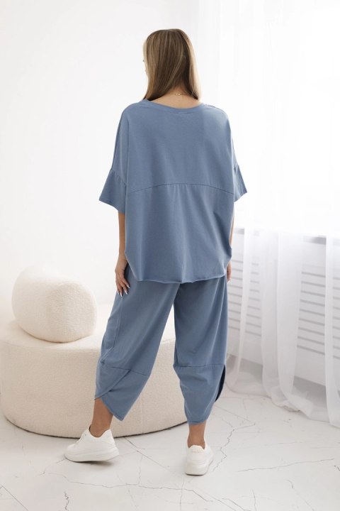 Komplet bawełniany bluzka + spodnie jasno jeansowy Komplet bawełniany bluzka + spodnie jasno jeansowy