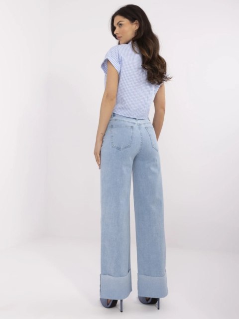 Niebieskie damskie jeansy z przeszyciami Niebieskie damskie jeansy z przeszyciami
