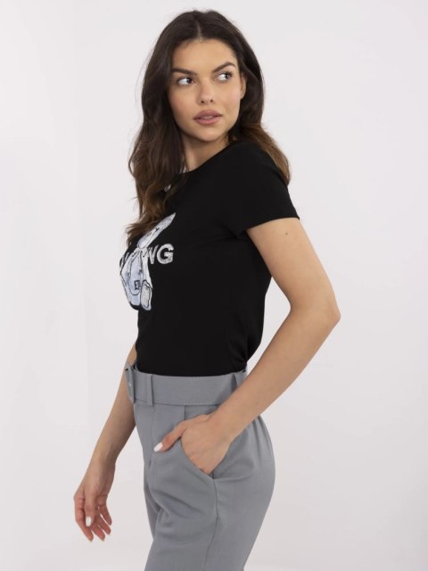 T-shirt NM-TS-JX-09328.65PaEcru-miętowy damski t-shirt z cekinami
