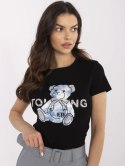 T-shirt NM-TS-JX-09328.65PaEcru-miętowy damski t-shirt z cekinami
