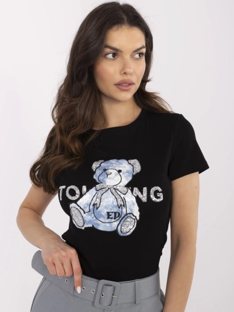 T-shirt NM-TS-JX-09328.65PaEcru-miętowy damski t-shirt z cekinami