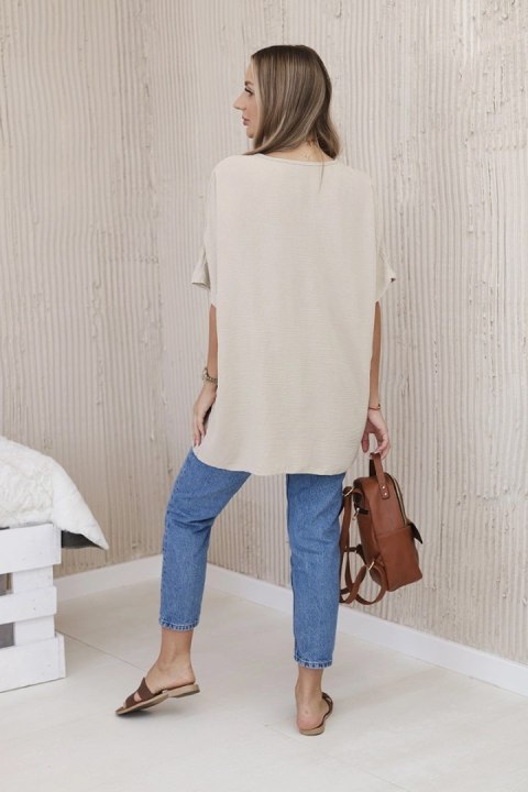 Bluzka oversize z wisiorkiem ciemny beżowy Bluzka oversize z wisiorkiem ciemny beżowy
