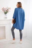 Koszula bawełniana muślinowa Plus Size ciemny jeans