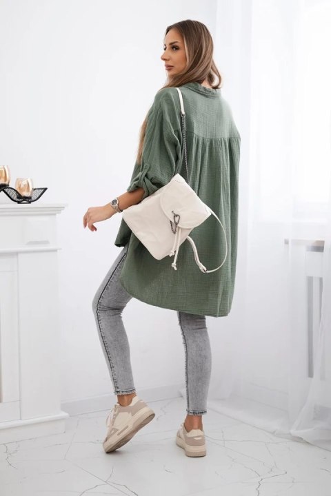 Koszula bawełniana muślinowa Plus Size khaki Koszula bawełniana muślinowa Plus Size khaki