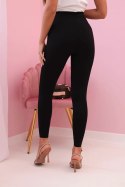 Legginsy damskie z wysokim stanem i zamkiem czarne