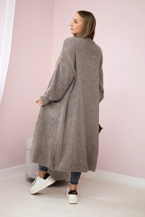 Sweter długi kardigan fango Sweter długi kardigan fango