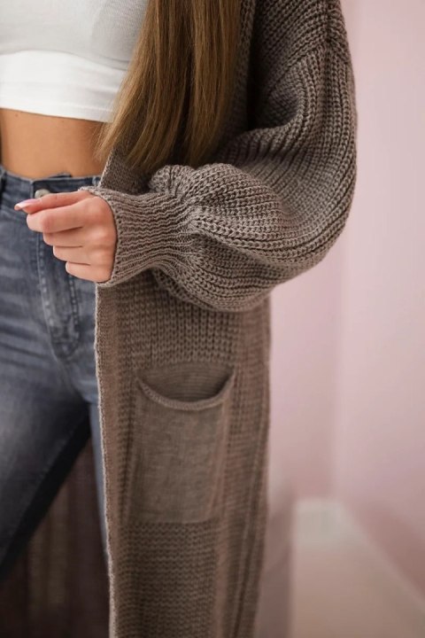 Sweter długi kardigan fango Sweter długi kardigan fango