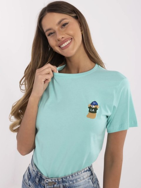Damski t-shirt z wyhaftowanym misiem