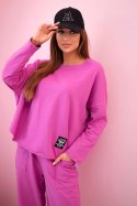 Komplet bawełniany bluza + spodnie bakłażanowy