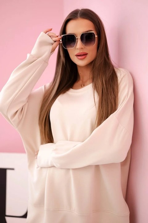 Komplet bluza masełko + spodnie prążkowane beżowy Komplet bluza masełko + spodnie prążkowane beżowy