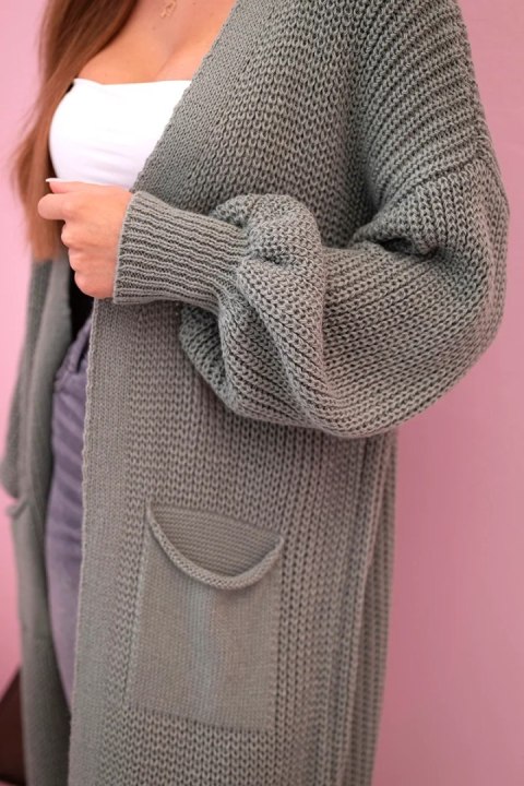 Sweter długi kardigan ciemny miętowy Sweter długi kardigan ciemny miętowy