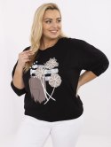 Bluzka plus size z wyhaftowanymi kwiatami