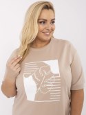 Bawełniana bluzka plus size z haftem i perełjami