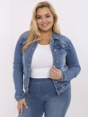 Niebieska jeansowa kurtka plus size z kieszeniami