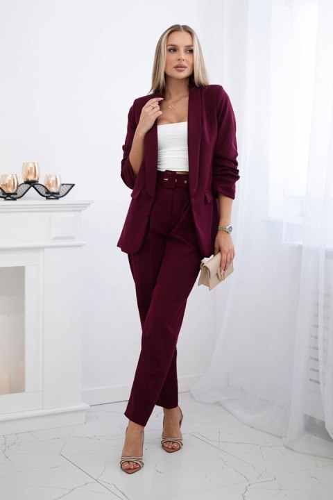 Komplet elegancki marynarki ze spodniami bordowy Komplet elegancki marynarki ze spodniami bordowy