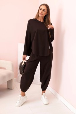 Komplet new punto bluza + spodnie brązowy