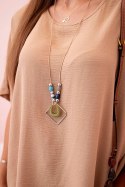 Bluzka oversize z wisiorkiem jasny camelowy
