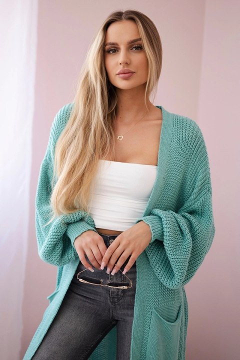 Sweter długi kardigan miętowy Sweter długi kardigan miętowy