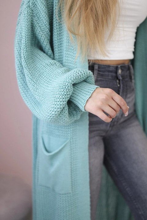 Sweter długi kardigan miętowy Sweter długi kardigan miętowy