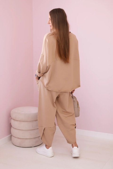 Komplet bawełniany bluza + spodnie jasny camelowy Komplet bawełniany bluza + spodnie jasny camelowy