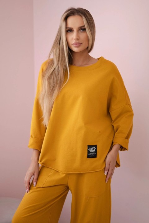 Komplet bawełniany bluza + spodnie musztardowy Komplet bawełniany bluza + spodnie musztardowy