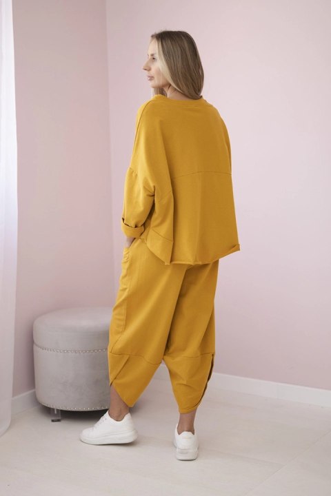 Komplet bawełniany bluza + spodnie musztardowy Komplet bawełniany bluza + spodnie musztardowy