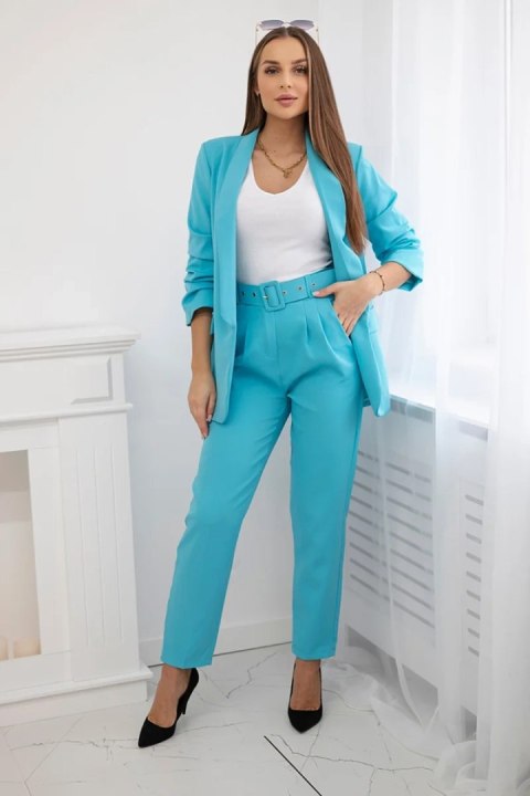 Komplet elegancki marynarki ze spodniami turkusowy Komplet elegancki marynarki ze spodniami turkusowy