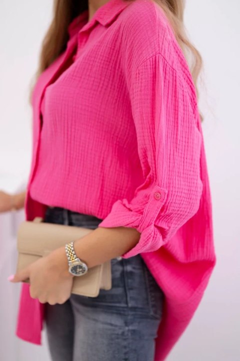 Koszula bawełniana muślinowa Plus Size różowa Koszula bawełniana muślinowa Plus Size różowa