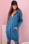 Bluza damska ocieplana z kapturem i zamkiem jeansowa