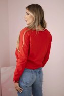 Bluza damska z napisem z cekinami czerwona