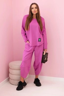 Komplet bawełniany bluza + spodnie bakłażanowy