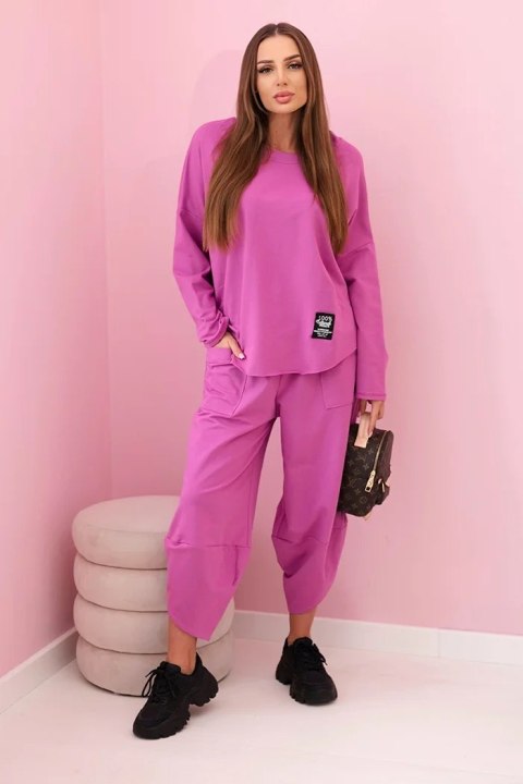 Komplet bawełniany bluza + spodnie bakłażanowy Komplet bawełniany bluza + spodnie bakłażanowy