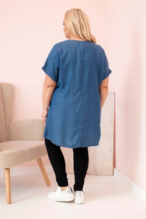 Bluzka damska Plus Size z naszywkami jeansowa Bluzka damska Plus Size z naszywkami jeansowa