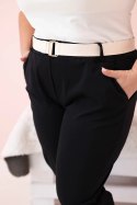 Spodnie damskie bawełniane Plus Size z paskiem czarne