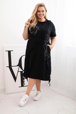 Sukienka damska bawełniana Plus Size z gwiazdami czarna