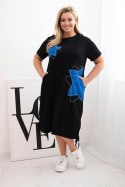 Sukienka damska bawełniana Plus Size z gwiazdami czarny + chabrowy