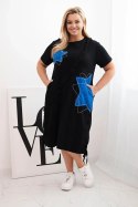 Sukienka damska bawełniana Plus Size z gwiazdami czarny + chabrowy
