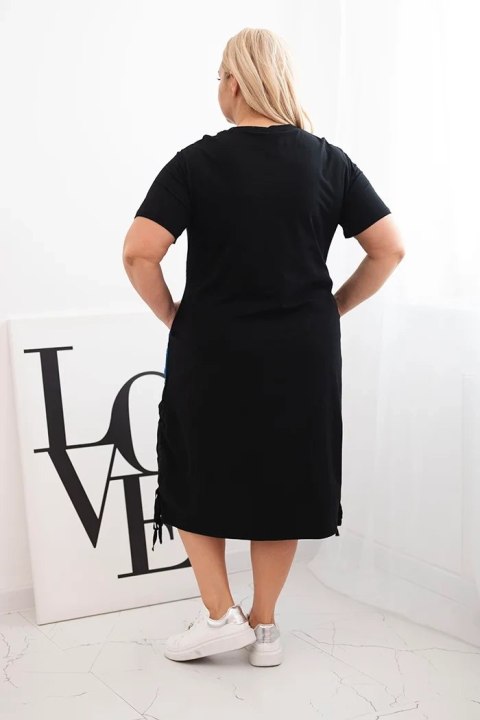 Sukienka damska bawełniana Plus Size z gwiazdami czarny + chabrowy Sukienka damska bawełniana Plus Size z gwiazdami czarny + chabrowy