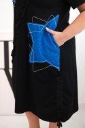 Sukienka damska bawełniana Plus Size z gwiazdami czarny + chabrowy